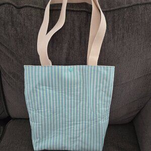 Crafty & Posh Blue and White Striped Handmade Canvas Tote Bag